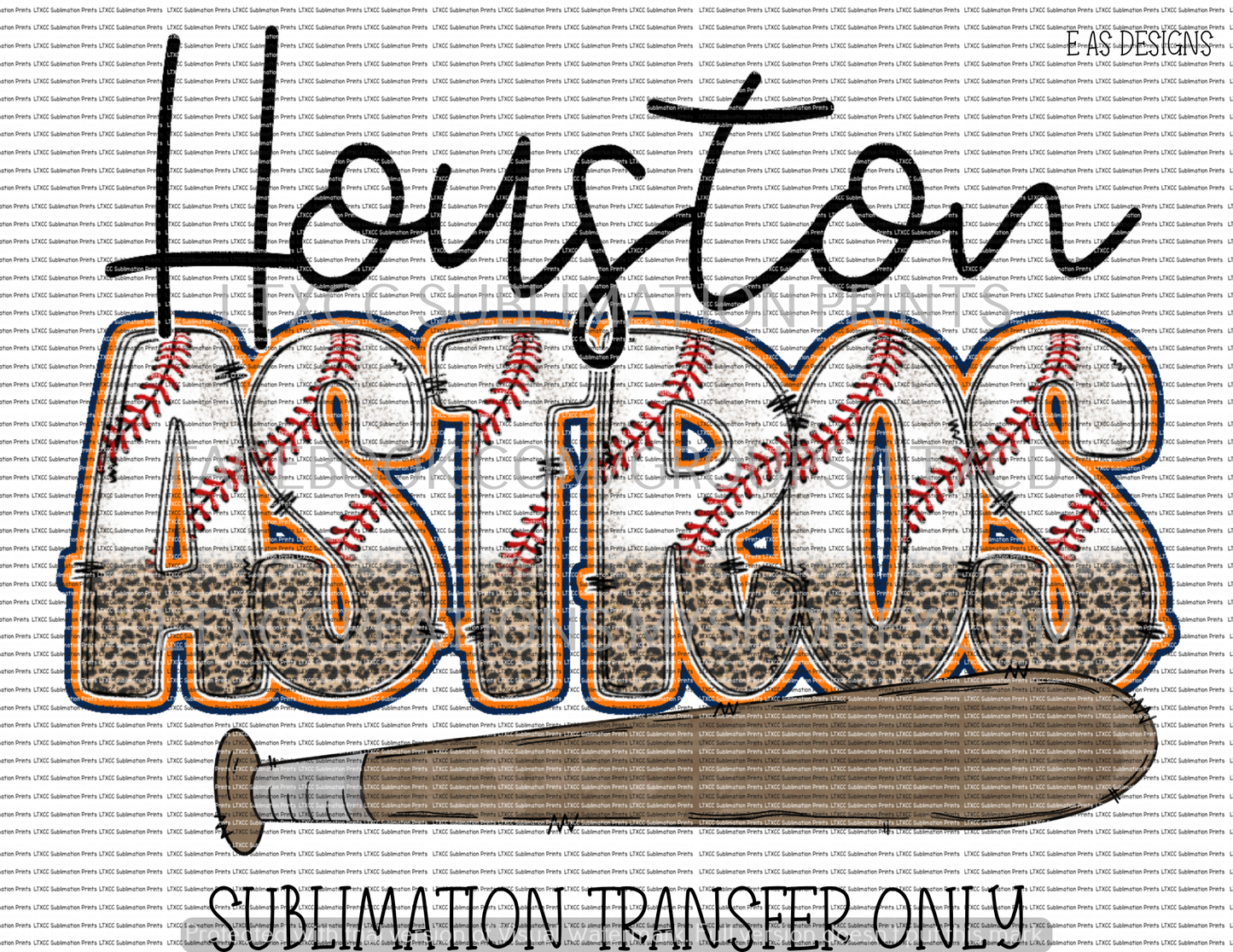 HOUSTON A S T R O S BAT -  SUBLIMATION PRINT TRANSFER