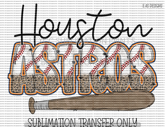 HOUSTON A S T R O S BAT -  SUBLIMATION PRINT TRANSFER