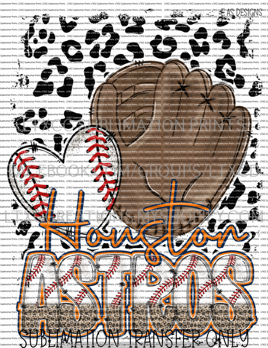 HOUSTON A S T R O S LEOPARD GLOVE BAT -  SUBLIMATION PRINT TRANSFER