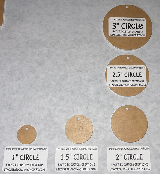 1/8” CIRCLE Sublimation Blank -HARDWARE INCLUDED