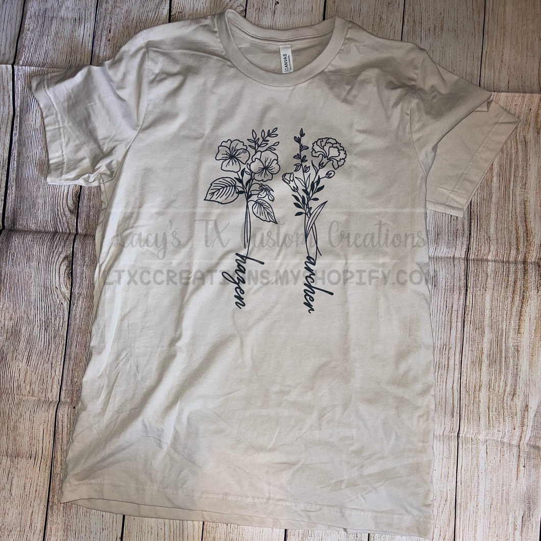 *PRE-ORDER 7-21 BUSINESS DAY TAT** CUSTOM BIRTH FLOWER T-SHIRT