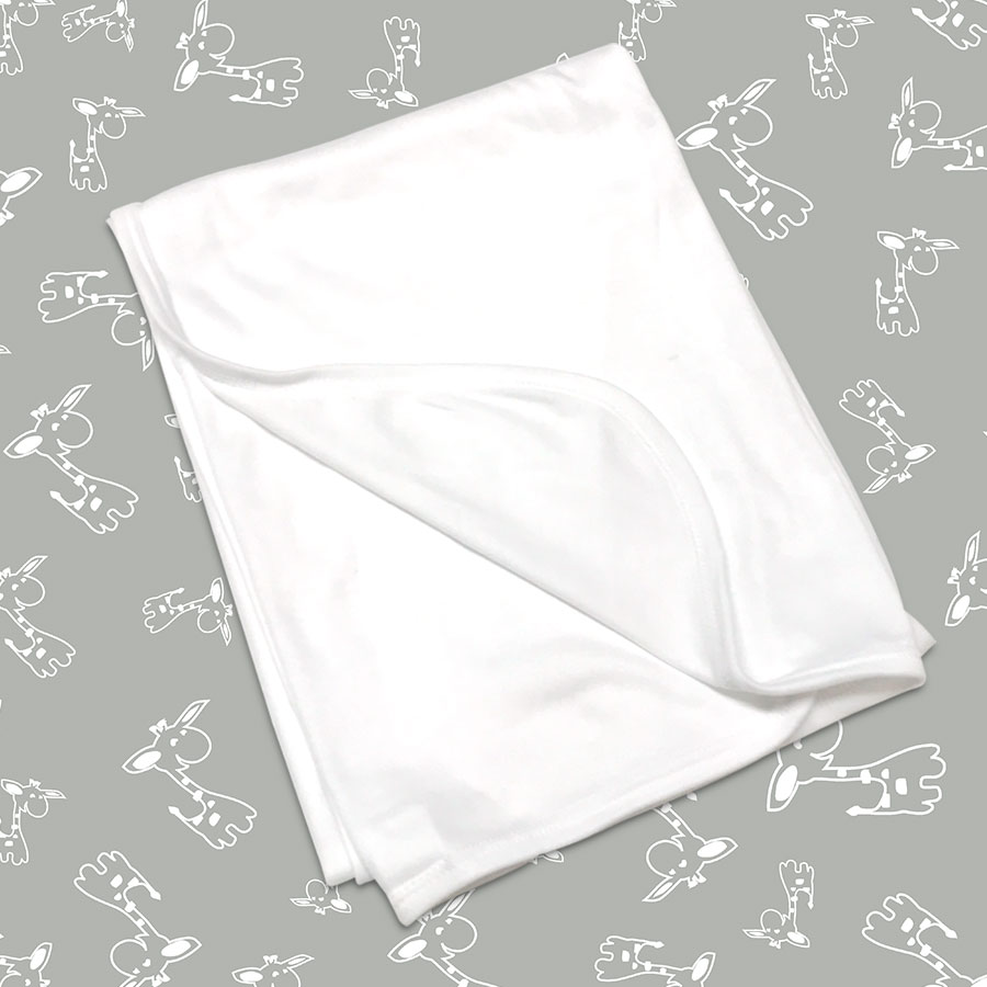 Baby Receiving Blanket – White – 100% Polyester BLANK