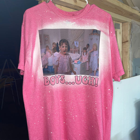 BOYS… UGH! Adult XL GILDAN SOFTSTYLE BLEACHED HEATHER PINK
