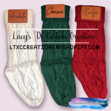 Load image into Gallery viewer, Christmas Stocking with Custom Leatherette Patch Name
