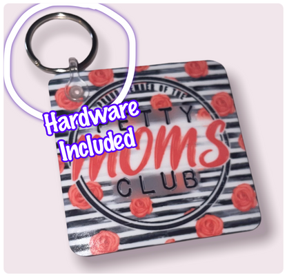 1/8”  ROUNDED SQUARE (KEY RING PLACEMENT: CENTERED) Sublimation Blank - HARDWARE INCLUDED