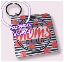 Load image into Gallery viewer, 1/8”  ROUNDED SQUARE (KEY RING PLACEMENT: CENTERED) Sublimation Blank - HARDWARE INCLUDED
