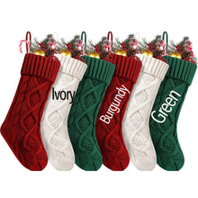 Load image into Gallery viewer, Christmas Stocking with Custom Leatherette Patch Name
