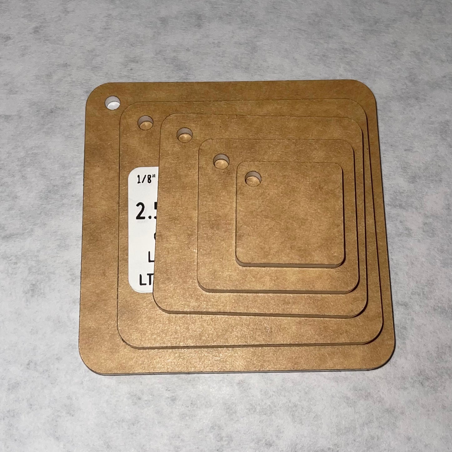 1/8”  ROUNDED SQUARE (KEY RING PLACEMENT: LEFT) Sublimation Blank - HARDWARE INCLUDED