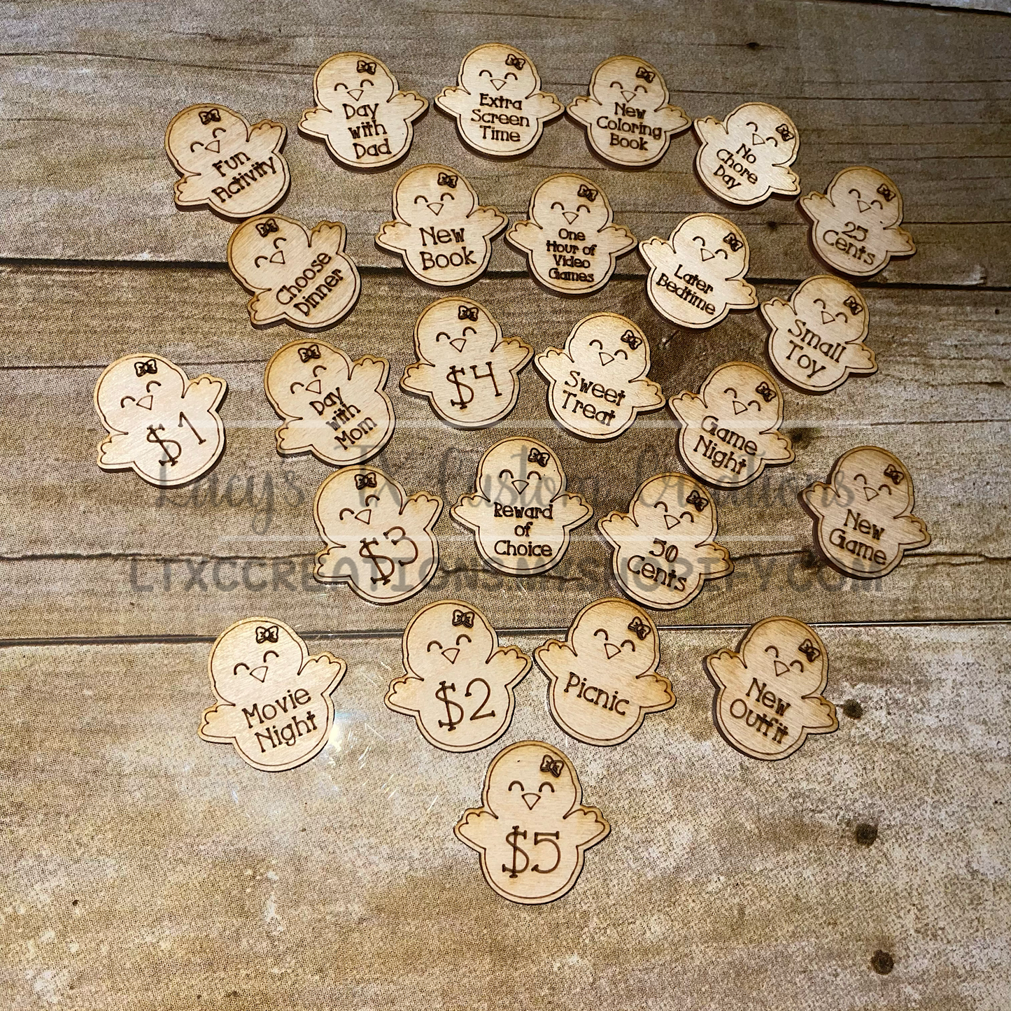 Wooden Easter Egg Coins