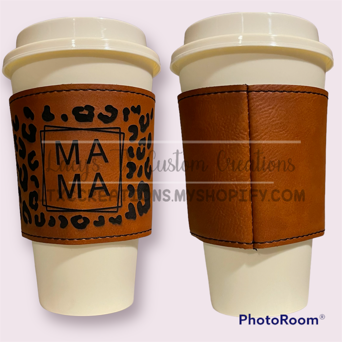 3" Rawhide Leatherette Mug Sleeve - CUSTOM