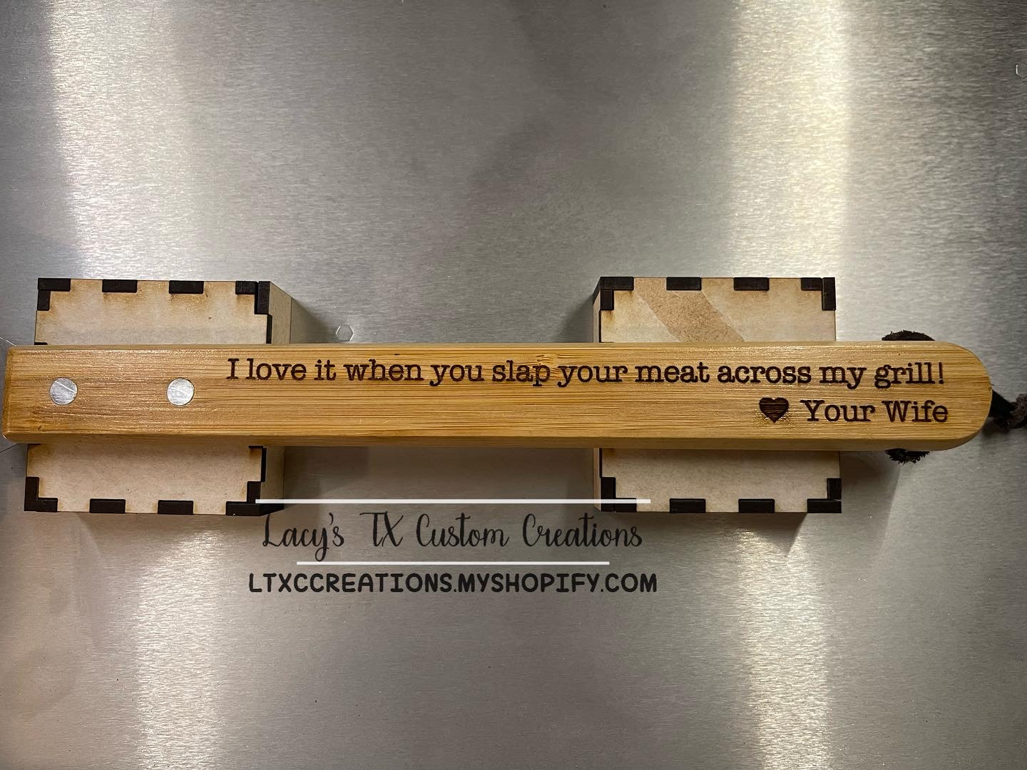 I love it when you slap your meat across my grill. 🖤 Your Wife - Grilling Spatula with Built In Bottle Opener.