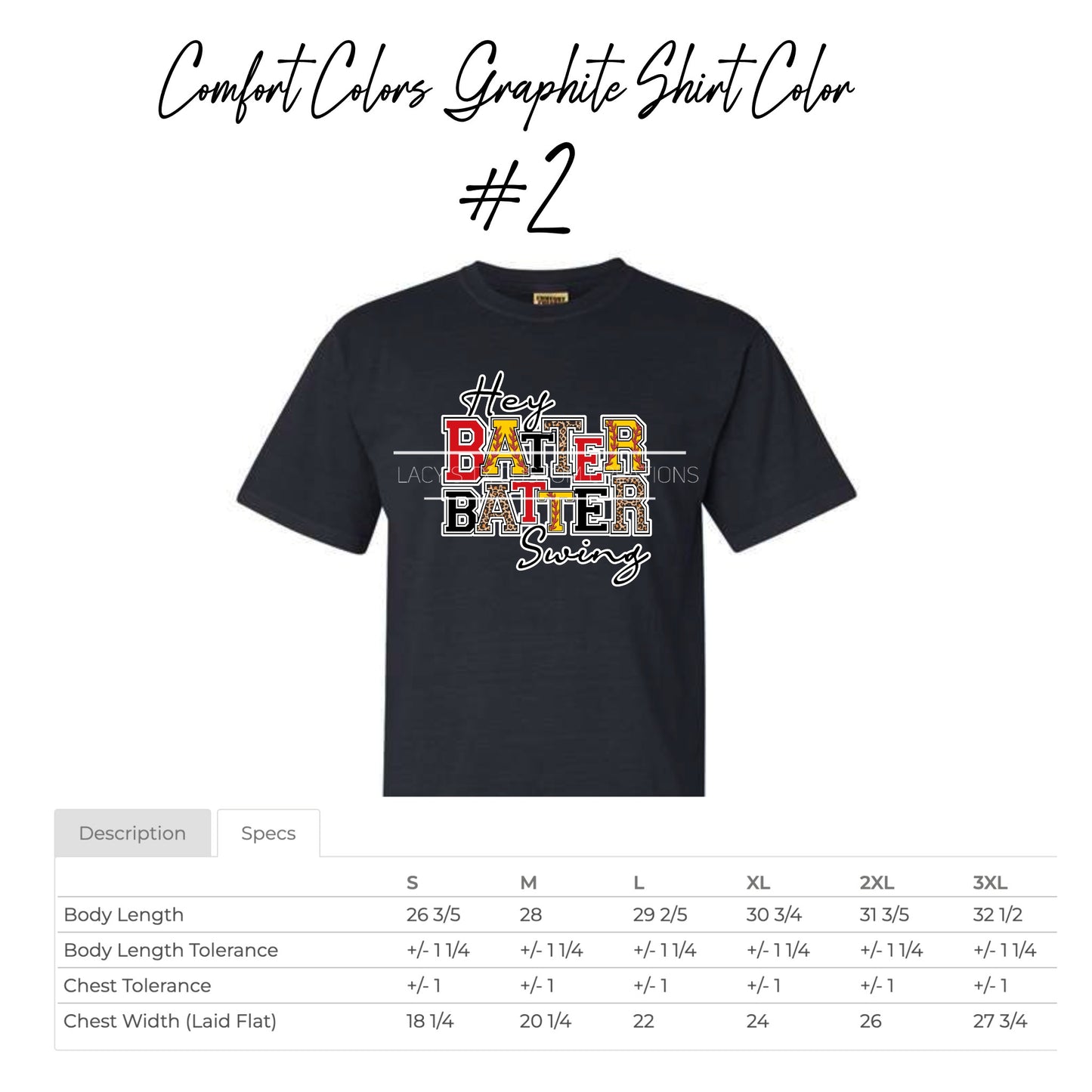 Hey Batter Batter Swing - Comfort Colors Graphite Shirt