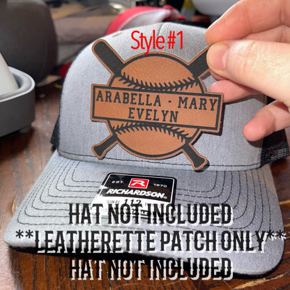 Baseball/Softball CUSTOM Laser Engraved Leatherett Patches w/ Heat Activated Adhesive Backing