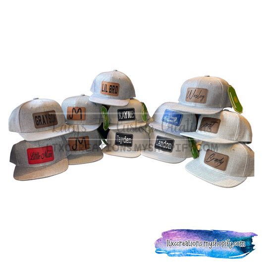 INFANT/TODDLER SNAPBACK HATS WITH CUSTOM LEATHERETTE HAT PATCH
