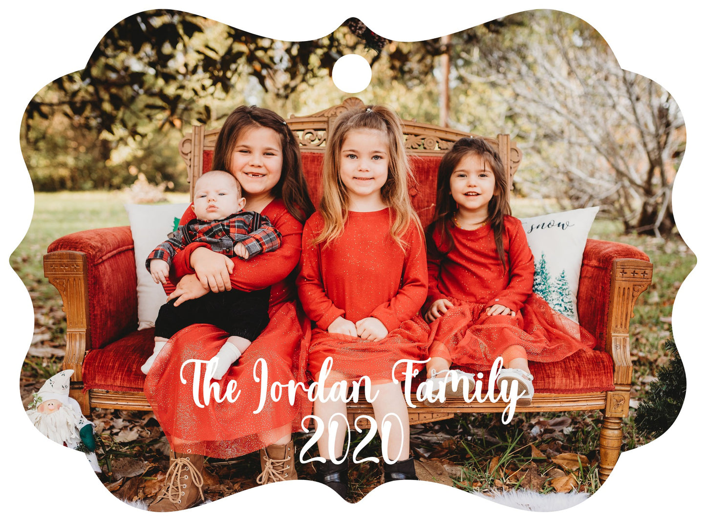 CUSTOM CHRISTMAS ORNAMENT - 2.75"x4" Gloss White Unisub Hardboard Benelux Ornament, 2-Sided w/Red Ribbon