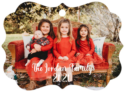 CUSTOM CHRISTMAS ORNAMENT - 2.75"x4" Gloss White Unisub Hardboard Benelux Ornament, 2-Sided w/Red Ribbon