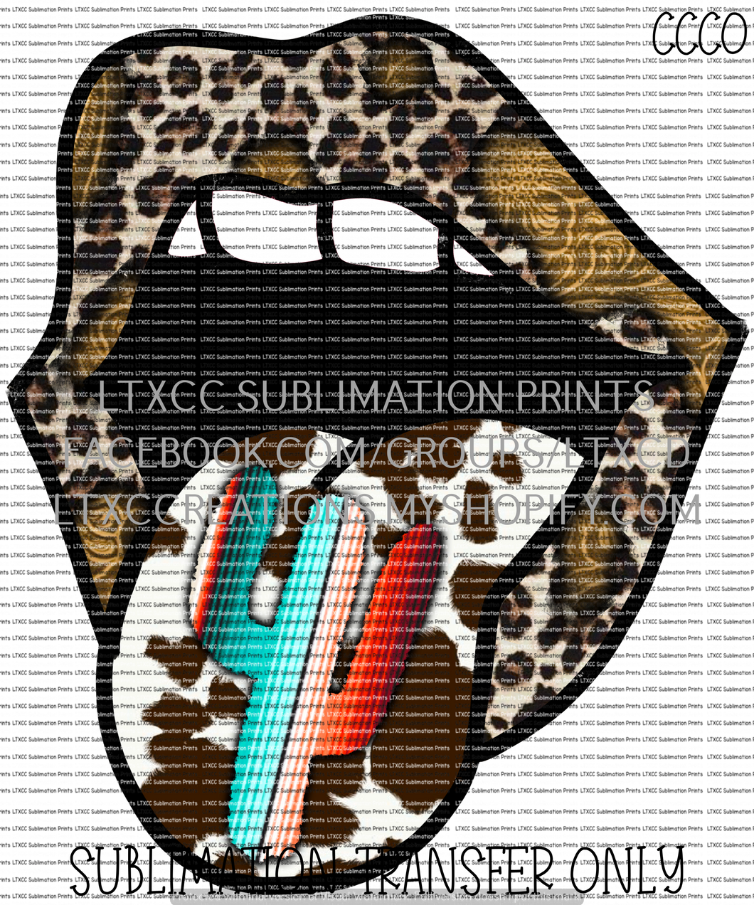 Cow/Leopard Cacti Lips/Mouth - SUBLIMATION PRINT TRANSFER