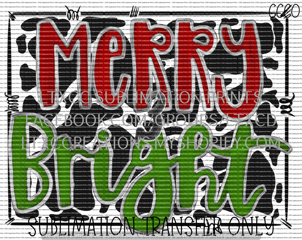 Merry and Bright Cow Print - SUBLIMATION PRINT TRANSFER