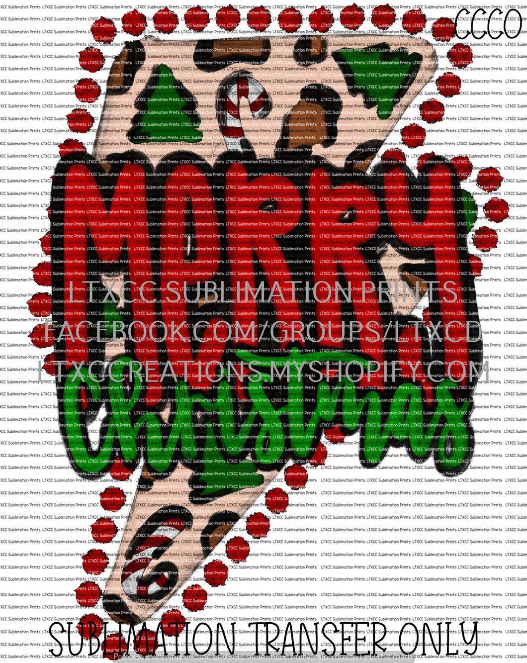 Merry Christmas Lightening Bolt - SUBLIMATION PRINT TRANSFER