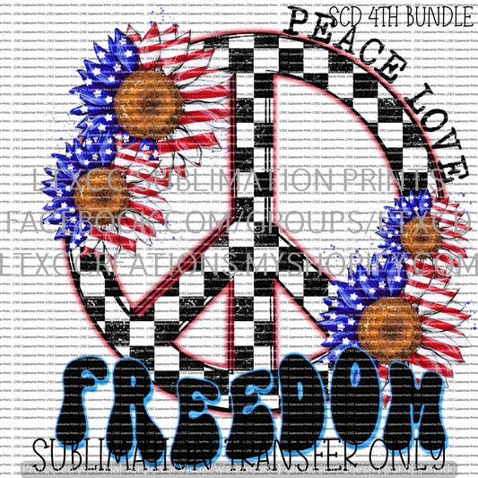 PEACE, LOVE, FREEDOM -  SUBLIMATION PRINT TRANSFER
