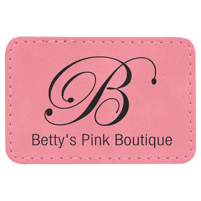 3”x2” Laser Engraved Leatherette Name Patches w/ Heat Activated Adhesive Backing